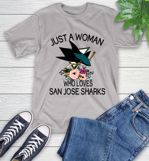 NHL Just A Woman Who Loves San Jose Sharks Hockey Sports T-Shirt 12
