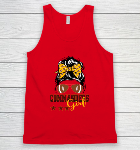 Retro Commanders Girl Messy Bun Sports Fan Team Matching Tank Top 3