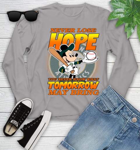Oakland Athletics MLB Baseball Mickey Disney Never Lose Hope Youth Long Sleeve 5