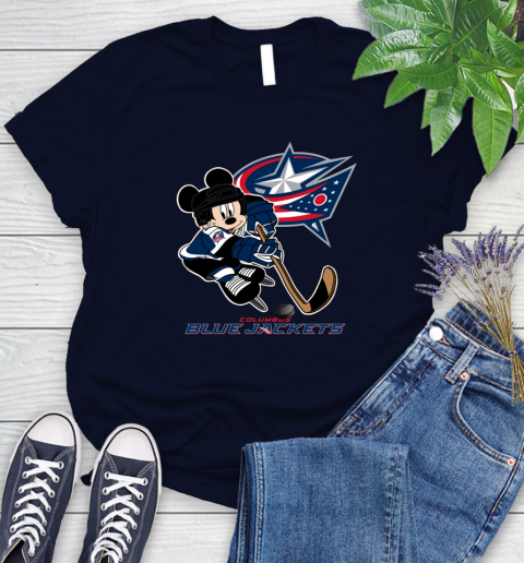 NHL Columbus Blue Jackets Mickey Mouse Disney Hockey T Shirt Women's T-Shirt 3