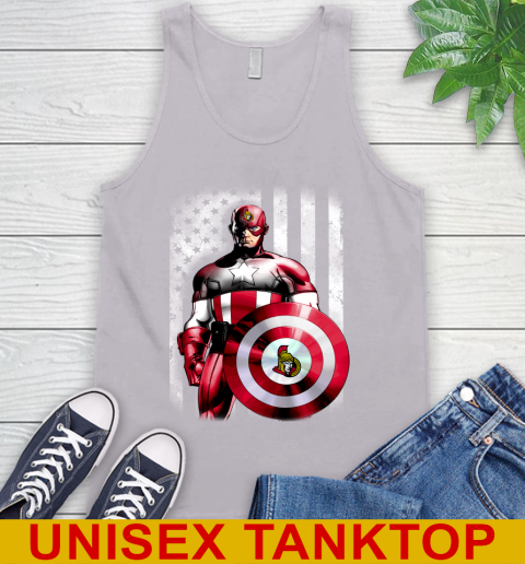 Ottawa Senators NHL Hockey Captain America Marvel Avengers American Flag Shirt Tank Top 3