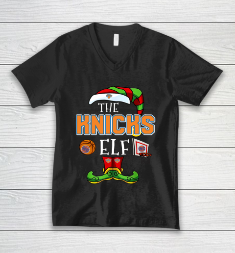 New York Knicks Christmas ELF Funny NBA V-Neck T-Shirt