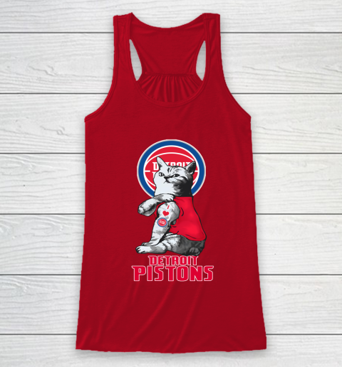 NBA Basketball My Cat Loves Detroit Pistons Racerback Tank 4