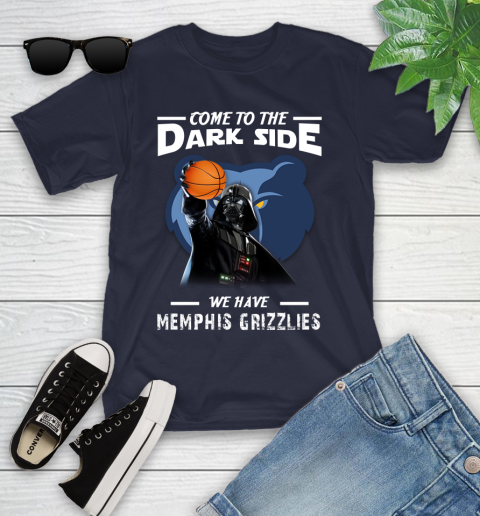 NBA Come To The Dark Side We Have Memphis Grizzlies Star Wars Darth Vader Basketball Youth T-Shirt 2
