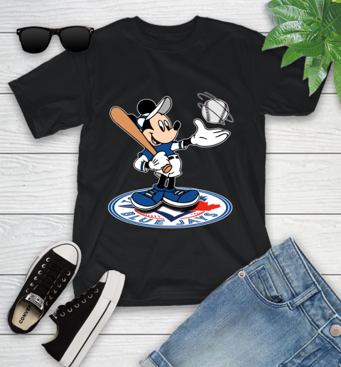 MLB Baseball Toronto Blue Jays Cheerful Mickey Disney Shirt Youth T-Shirt