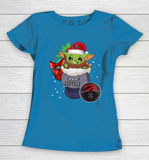 Toronto Raptors Christmas Baby Yoda Star Wars Funny Happy NBA Women's T-Shirt 7
