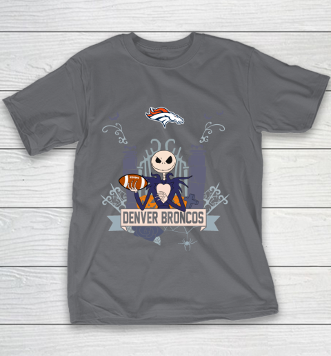 NFL Denver Broncos Football Jack Skellington Halloween Youth T-Shirt 5