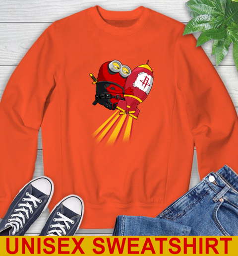 NBA Basketball Houston Rockets Deadpool Minion Marvel Shirt Sweatshirt 3