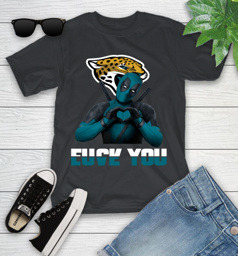 NHL Jacksonville Jaguars Deadpool Love You Fuck You Football Sports Youth T-Shirt