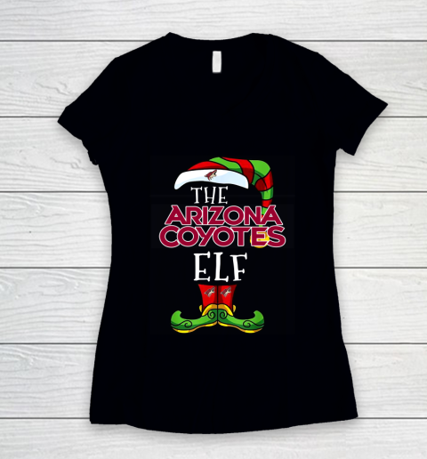 Arizona Coyotes Christmas ELF Funny NHL Women's V-Neck T-Shirt