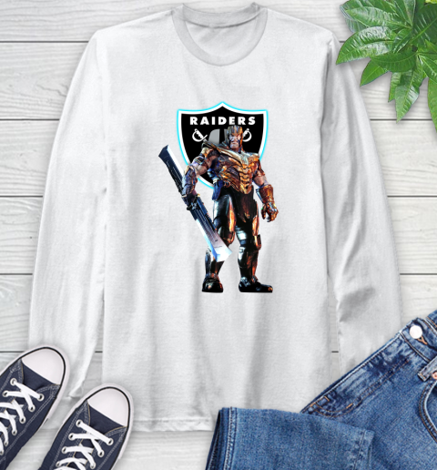 NFL Thanos Gauntlet Avengers Endgame Football Oakland Raiders Long Sleeve T-Shirt