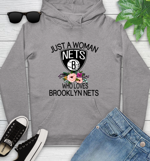 NBA Just A Woman Who Loves Brooklyn Nets Basketball Sports Youth Hoodie 4