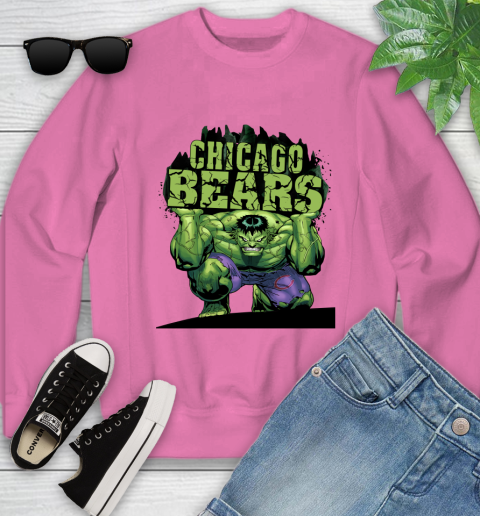 Chicago Bears NFL Football Incredible Hulk Marvel Avengers Sports Youth Sweatshirt - Image 8