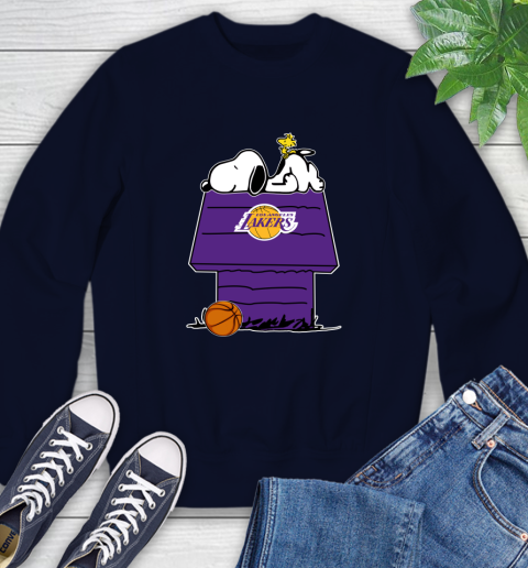 Los Angeles Lakers NBA Basketball Snoopy Woodstock The Peanuts Movie Sweatshirt 3