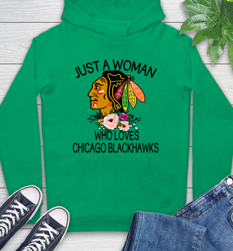 NHL Just A Woman Who Loves Chicago Blackhawks Hockey Sports Hoodie 5
