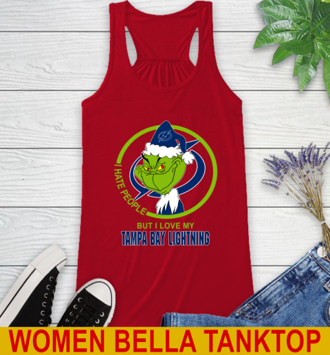 Tampa Bay Lightning NHL Christmas Grinch I Hate People But I Love My Favorite Hockey Team Racerback Tank 6