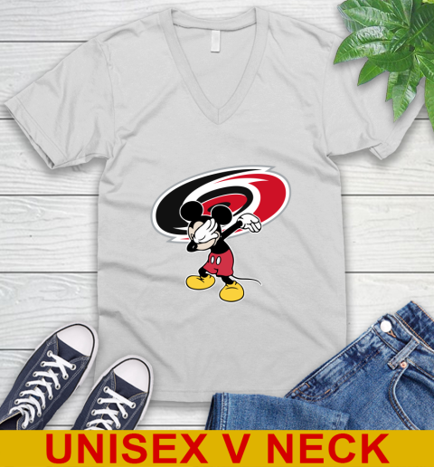 Carolina Hurricanes NHL Hockey Dabbing Mickey Disney Sports V-Neck T-Shirt