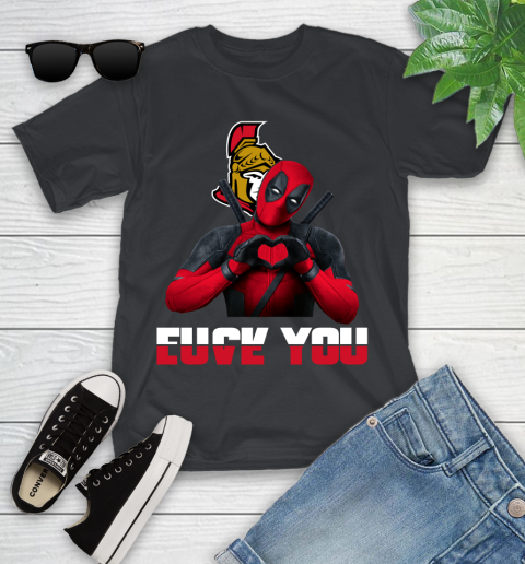 NHL Ottawa Senators Deadpool Love You Fuck You Hockey Sports Youth T-Shirt