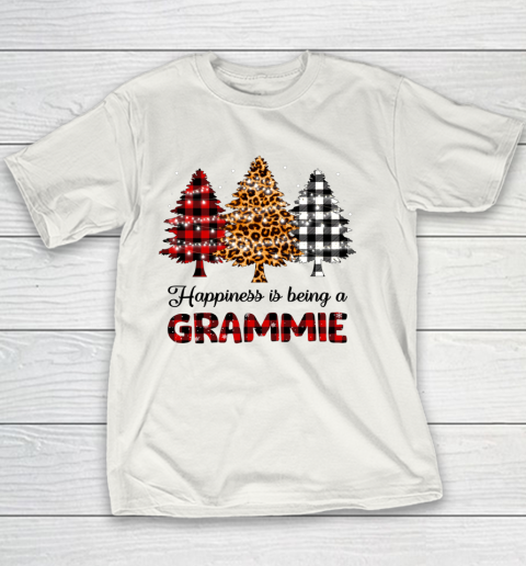 Happiness is being a Grammie Leopard plaid Christmas tree Youth T-Shirt