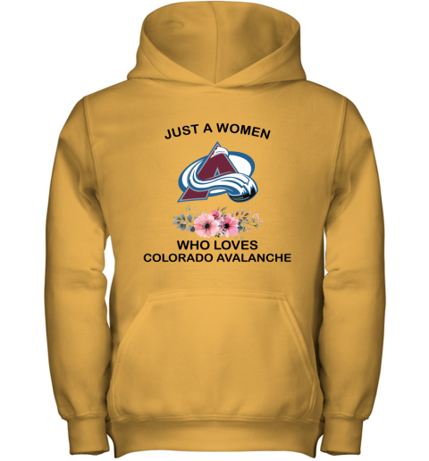 NHL Just A Woman Who Loves Colorado Avalanche Hockey Sports Youth Hoodie