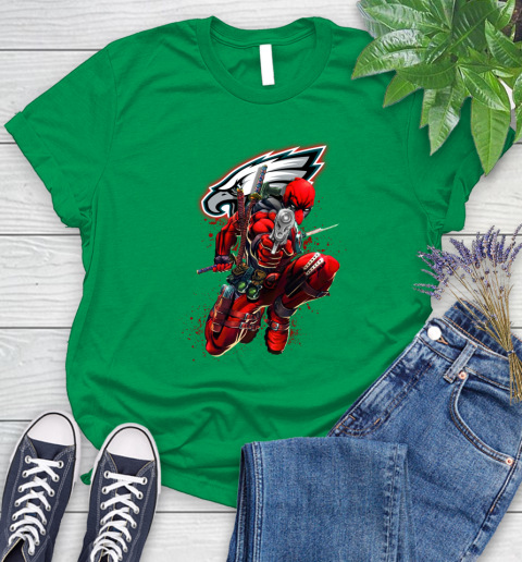 NFL Deadpool Marvel Comics Sports Football Philadelphia Eagles Women's T-Shirt 6
