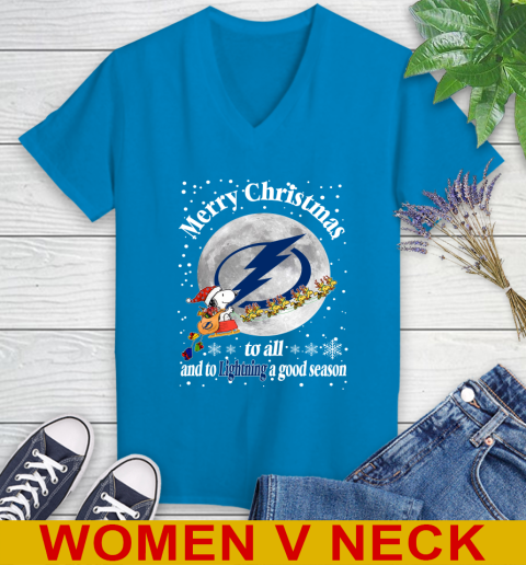 Tampa Bay Lightning Merry Christmas To All And To Lightning A Good Season NHL Hockey Sports Women's V-Neck T-Shirt 7