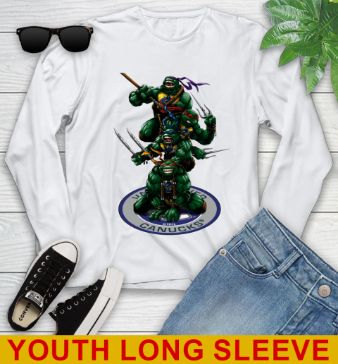 NHL Hockey Vancouver Canucks Teenage Mutant Ninja Turtles Shirt Youth Long Sleeve