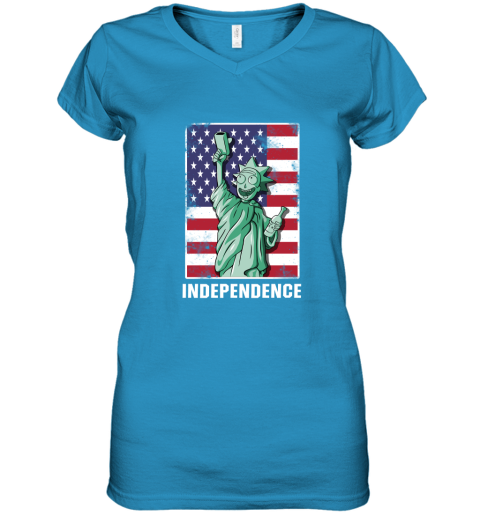 bceu rick and morty statue of liberty independence day 4th of july shirts women v neck t shirt 39 front sapphire