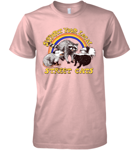 0os4 support your local street cats trash panda skunk wild animal shirts premium guys tee 5 front light pink