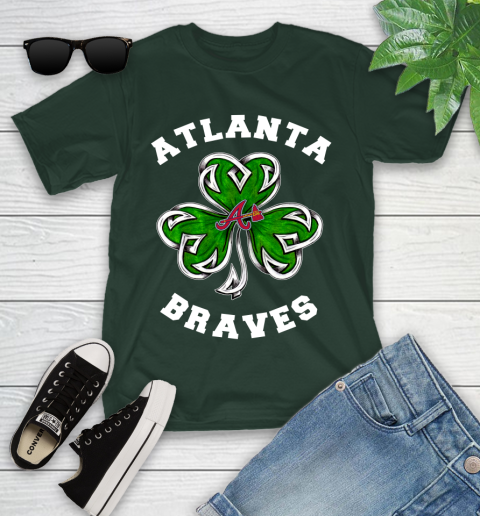 MLB Atlanta Braves Three Leaf Clover St Patrick's Day Baseball Sports Youth T-Shirt 5