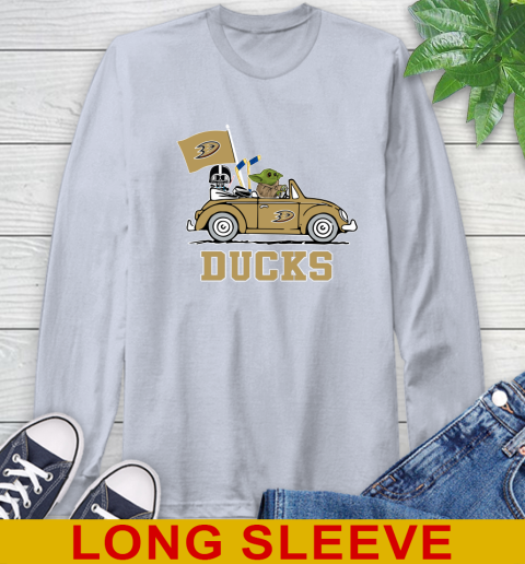 NHL Hockey Anaheim Ducks Darth Vader Baby Yoda Driving Star Wars Shirt Long Sleeve T-Shirt 6