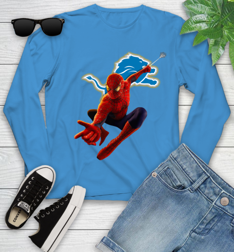 NFL Spider Man Avengers Endgame Football Detroit Lions Youth Long Sleeve 7