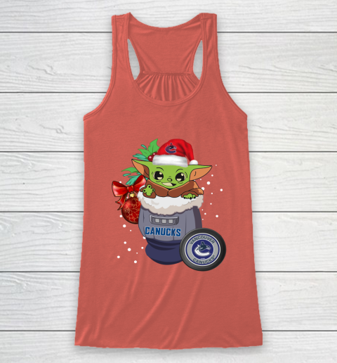 Vancouver Canucks Christmas Baby Yoda Star Wars Funny Happy NHL Racerback Tank 4