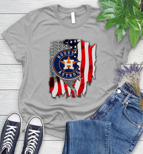 Houston Astros MLB Baseball American Flag Women's T-Shirt 5