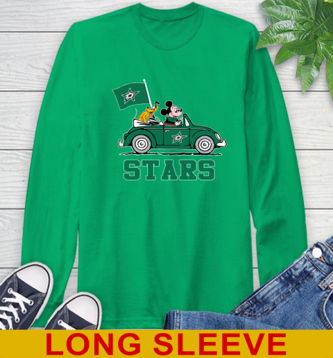 NHL Hockey Dallas Stars Pluto Mickey Driving Disney Shirt Long Sleeve T-Shirt 7