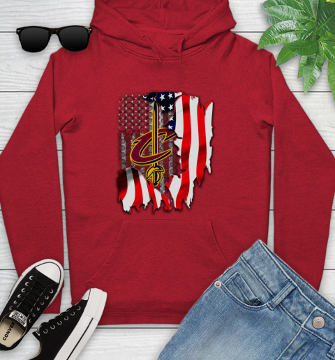 Cleveland Cavaliers NBA Basketball American Flag Youth Hoodie 12
