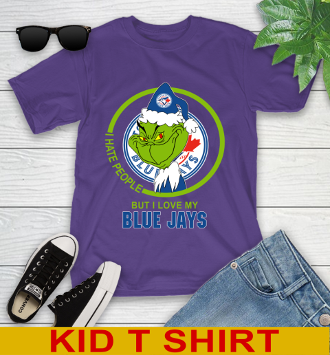 Toronto Blue Jays MLB Christmas Grinch I Hate People But I Love My Favorite Baseball Team Youth T-Shirt 4