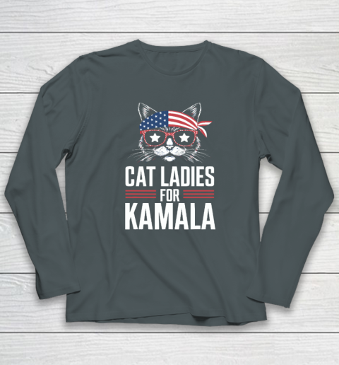Cat Ladies for Kamala Funny Cat 2024 President Kamala Harris Long Sleeve T-Shirt 3