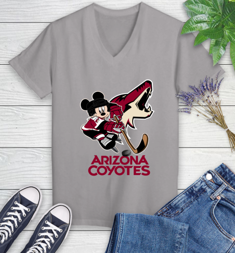 NHL Arizona Coyotes Mickey Mouse Disney Hockey T Shirt Women's V-Neck T-Shirt 4