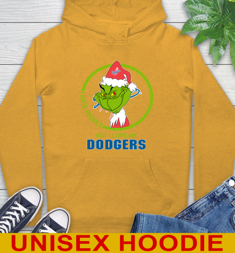 Los Angeles Dodgers MLB Christmas Grinch I Hate People But I Love My Favorite Baseball Team Hoodie 3