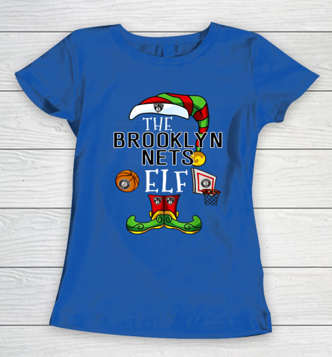 Brooklyn Nets Christmas ELF Funny NBA Women's T-Shirt 8