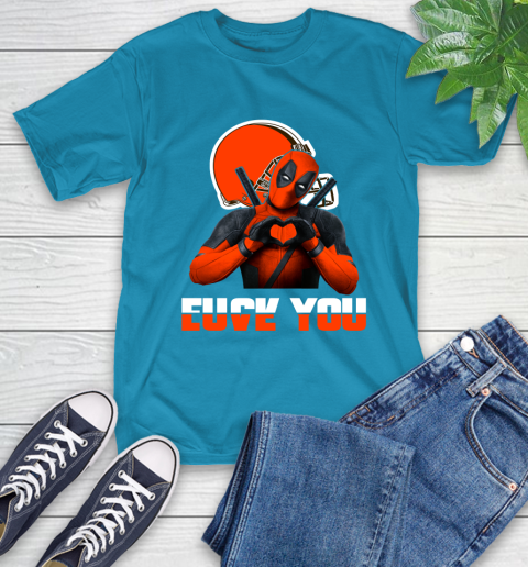 NHL Cleveland Browns Deadpool Love You Fuck You Football Sports T-Shirt 9