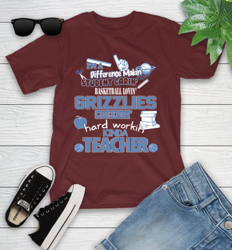 Memphis Grizzlies NBA I'm A Difference Making Student Caring Basketball Loving Kinda Teacher Youth T-Shirt 14