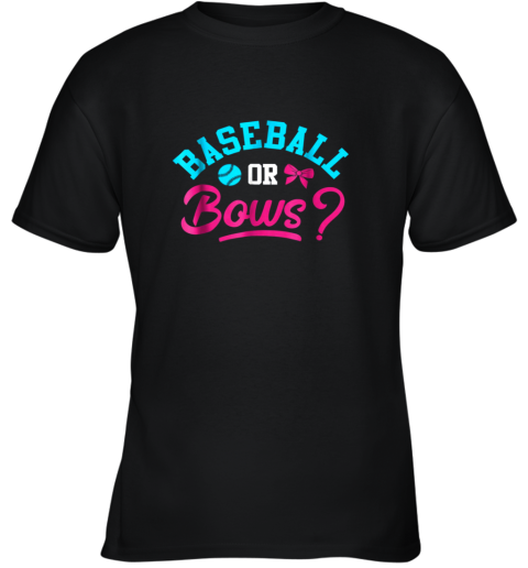 Baseball Or Bows  Baby Gender Reveal Party Youth T-Shirt