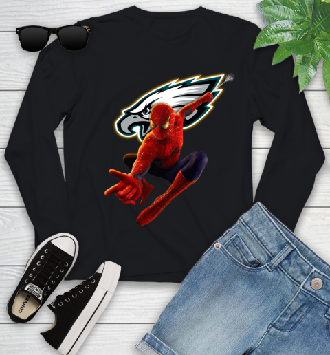 NFL Spider Man Avengers Endgame Football Philadelphia Eagles Youth Long Sleeve 2