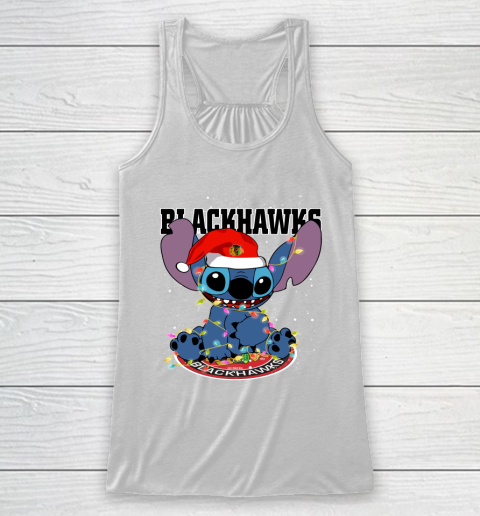 Chicago Blackhawks NHL Hockey noel stitch Christmas Racerback Tank