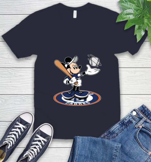 MLB Baseball San Diego Padres Cheerful Mickey Disney Shirt V-Neck T-Shirt 3