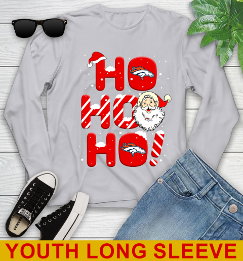 Denver Broncos NFL Football Ho Ho Ho Santa Claus Merry Christmas Shirt Youth Long Sleeve 5