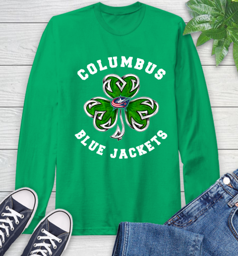 NHL Columbus Blue Jackets Three Leaf Clover St Patrick's Day Hockey Sports Long Sleeve T-Shirt NHL Columbus Blue Jackets Three Leaf Clover St Patrick's Day Hockey Sports Long Sleeve T-Shirt 8