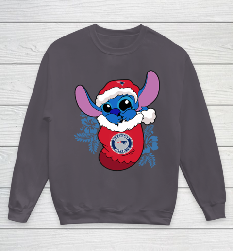 New England Patriots Christmas Stitch In The Sock Funny Disney NFL Youth Sweatshirt 6